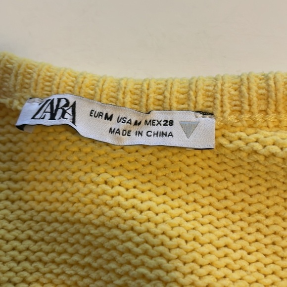Zara Perforated Mini Yellow Sweater Sleeveless Dress Medium - Picture 8 of 9